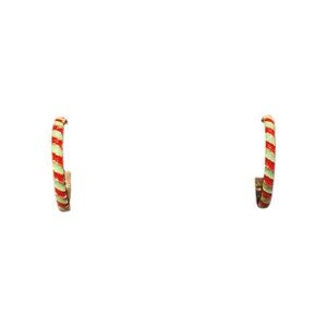 Twisted Striped Red and Green Hoop Earrings New without Tags NWOT